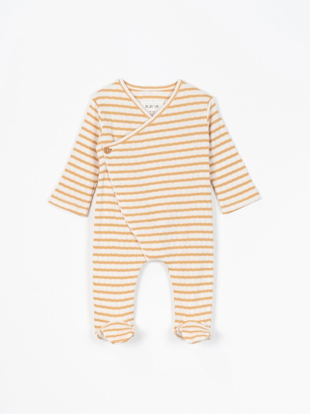 Play Up Yellow Stripe Wrap Button Footie Onesie Wee 4M 4 Months Sustainable